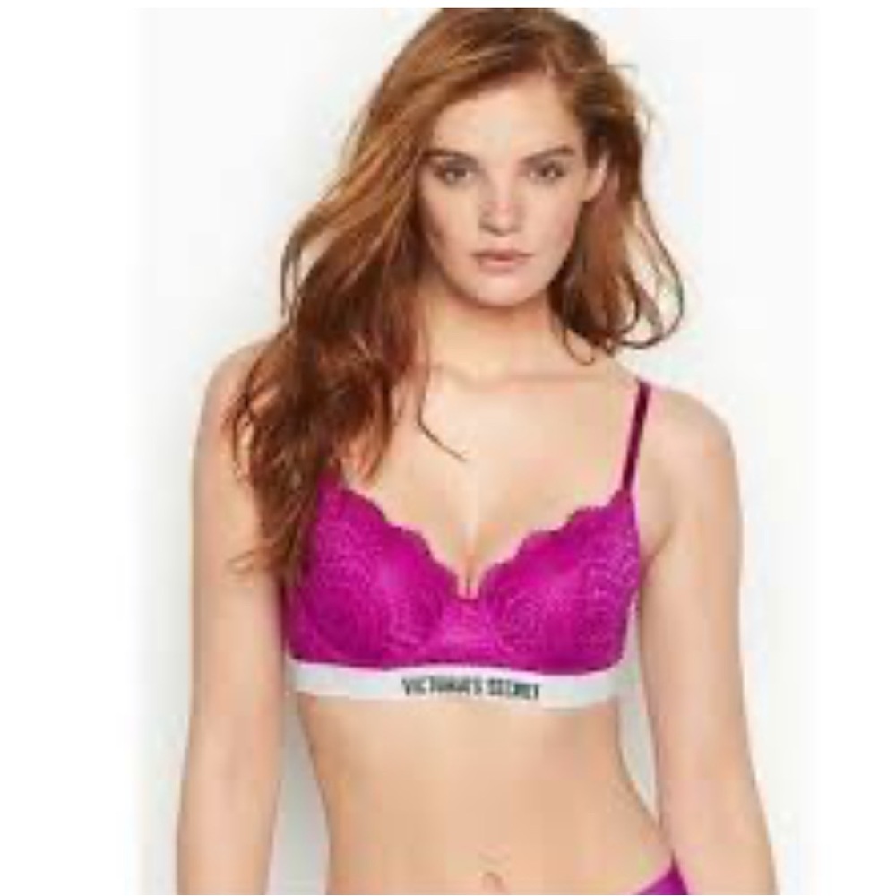 Victoria’s Secret Lined Demi Perfect Shape Magenta Pink Bra Underwire Size 34D